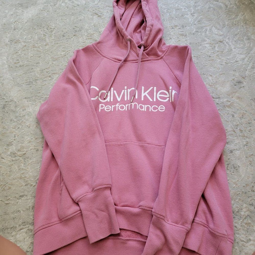 Calvin Klein Performance Women's Pink Cotton Hoodie Sweatshirt Size Larg…